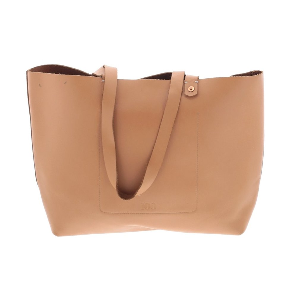 FEED Project Tote Camel Leather Shopping Bag - FEED a 100